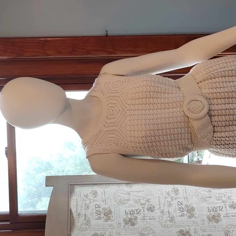 Cotton Crochet sleeveless White Summer Sweater Top GAP M